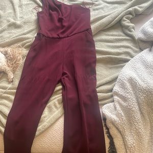 Burgundy one shoulder romper brand new still with tags
